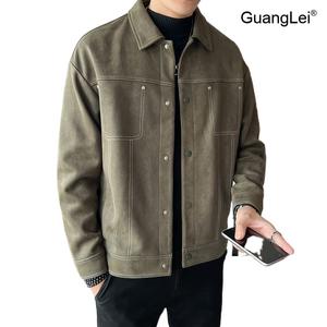 스웨이드자켓 GuangLei 트위드자켓 남성 봄가을 캐주얼 오버핏 재킷