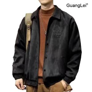 트위드자켓 스웨이드자켓 GuangLei 남성용 오버핏 재킷 캐주얼 봄가을 아우터