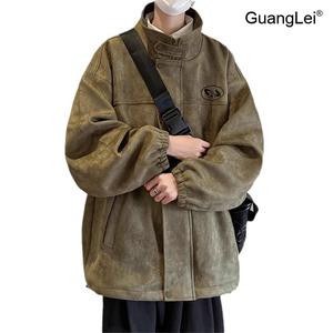 스웨이드자켓 남성 GuangLei 트위드자켓 봄가을 코트 재킷 캐주얼 오버핏