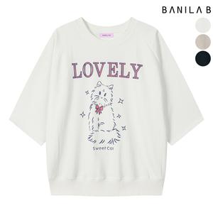 러블리 캣프린팅 반팔 맨투맨
