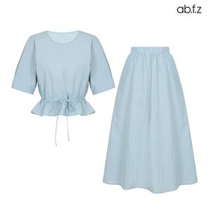 [ab.f.z] 허리 스트링 반팔 블라우스 밴딩 롱 스커트 SET (AFZ2MBA3A)