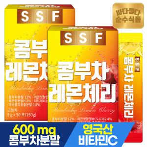 순수식품 콤부차 레몬 체리 꼼부차 분말 스틱 2박스(60포) 스코비 영국산 비타민C
