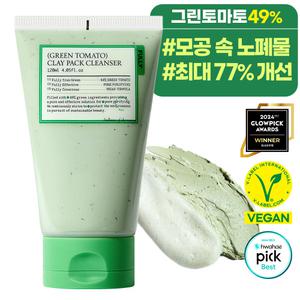 [단하루특기!][클렌징과 팩을 한번에!]풀리 2in1 비건 그린토마토 클레이 팩클렌저 12