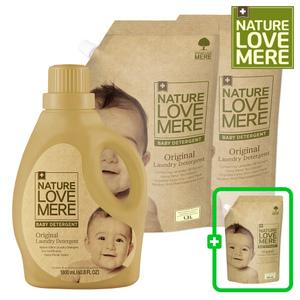 아기세탁세제 용기 1800ml 1개 + 리필 1300ml 2팩 (GIFT) 500ml 리필 1팩더 총4팩(오리