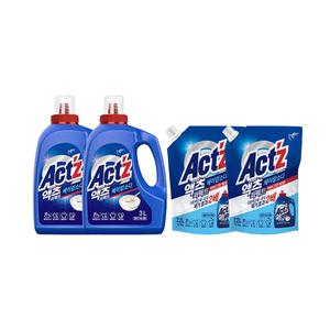 액츠 퍼펙트 액체세제 베이킹 용기 3L, 2개 + 리필 2.2L, 2개