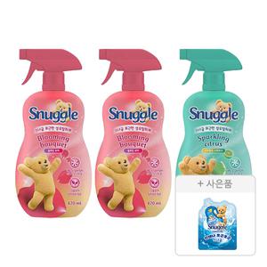 스너글 섬유탈취제 스파클링 시트러스 470ml, 1개 + 블루밍부케 470ml, 2개 + 증정 (섬