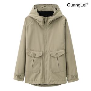 남성바람막이 GuangLei 일본풍 스플라이스 후드 자켓 봄가을 캐주얼 아웃도어