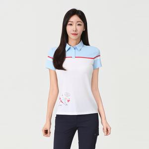 [엘르골프] 여성 칼라 배색 포인트 폴로 티셔츠_6G45207