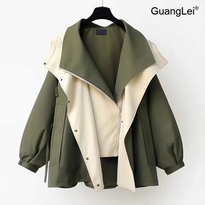 여성 트렌치코트 GuangLei 중장기 벨티드 봄가을 캐주얼 워크웨어