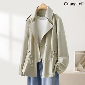 여성 숏 트렌치코트 GuangLei 가을 봄 얇은 재킷 스타일