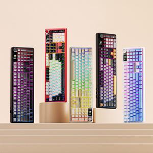 Aula 독거미 F108 pro 유무선 기계식 키보드 풀배열 핫스왑 블루투스 8000mAh 2.4G RG