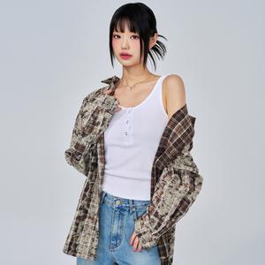 컨트리 워싱 블로셔 체크 오버핏 셔츠 2color