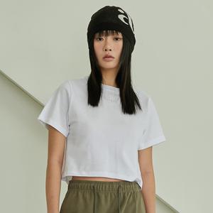 피그먼트 로고 자수 크롭 반팔티 3color
