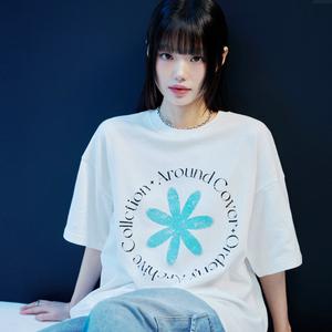 플라워 라운드 레터링 반팔티 2color