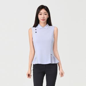 [엘르골프] 여성 밑단 셔링 포인트 슬리브리스_6I45707