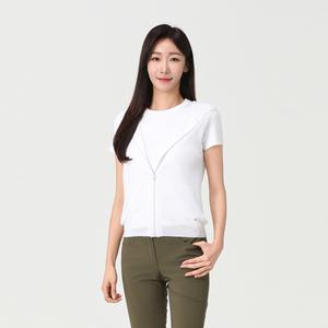 [엘르골프] 여성 조직감 배색 포인트 풀집업 조끼_6I43101
