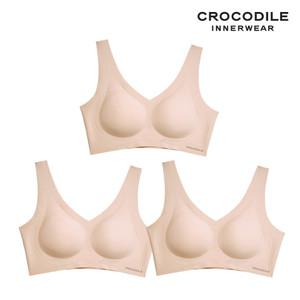 [크로커다일] 감탄브라 소프트 쿨인견 쉘론 패드일체형 V넥 브라3종 다크베이지 CDWBR