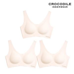 [크로커다일] 감탄브라 소프트 쿨인견 쉘론 패드일체형 V넥 브라3종 베이지 CDWBR5N10