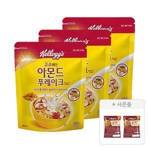 켈로그 아몬드 푸레이크 600g, 3개 + 증정(넛츠&씨드 그래놀라 40g, 2개)