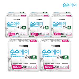순수데이 순면 롱라이너 20p x 5팩