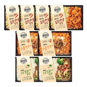 온더고 김치제육덮밥 290g, 4개 + 더블치즈 차돌깍두기 300g, 2개 + 우삼겹불고기덮밥