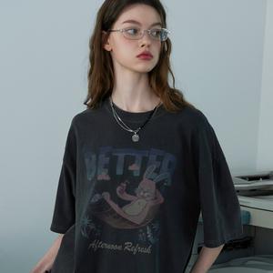 Better Hoppi 피그먼트 반팔티 스모크블랙