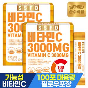 순수식품 비타민C 3000MG 2박스(200포+쇼핑백) 100% 분말 파우더 스틱