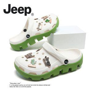 JEEP 여성 여름 슬리퍼 샌들 실내 뮬 비치 슈즈 커플 두꺼운 밑창