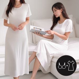 포인원 반팔 브라 원피스 2컬러 슬립 브라탑 내장 티셔츠