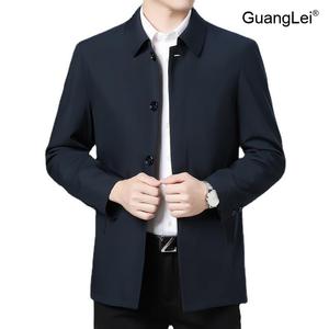 남성바람막이 GuangLei 봄가을 캐주얼 재킷 중년 남성용 트렌치 코트