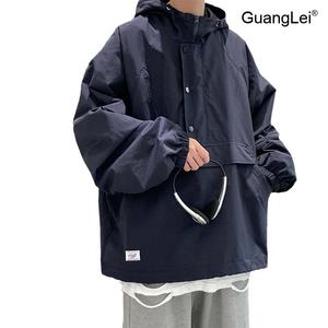 남성 바람막이 GuangLei 아노락 후드 집업 봄 가을 캐주얼 자켓