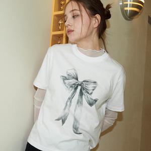 Ruffle Ribbon Crop TEE white