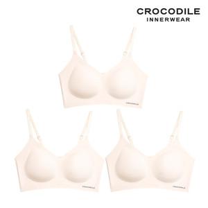 [크로커다일] 감탄브라 소프트 쿨인견 쉘론 패드일체형 스트랩 브라3종 베이지 CDWBR5