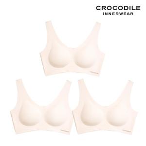 [크로커다일] 감탄브라 소프트 쿨인견 쉘론 패드일체형 V넥 브라3종 베이지 CDWBR5N10