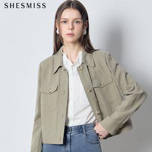 [쉬즈미스(SHESMISS)] 밀키 코튼 린넨 포켓 크롭 자켓 (택가격: 278000원)