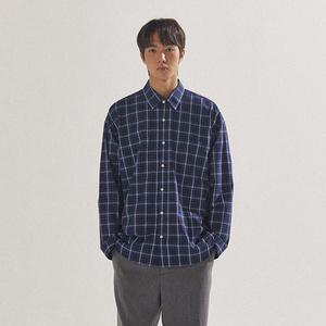 [팔랩] 남여공용 에센셜 오버핏 타탄 체크 셔츠_PL24S3SH021_NV