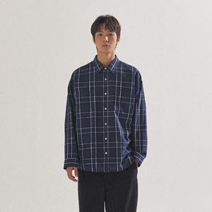 [팔랩] 남여공용 시그니처 체크 오버핏 셔츠_PL24S3SH018_NV