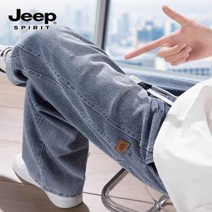JEEP 남성 편안한 스트레이트 진 여름 청바지