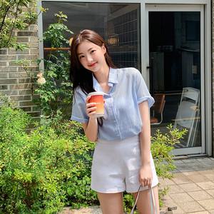 (반팔ver) 소다 루즈핏 스트라이프 반팔 셔츠 bs7661