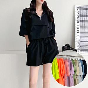 (SET) [남녀공용] 아노락 반팔 세트 9color [상의+반바지 셋업] / 빅사이즈 운동복 트