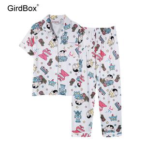 짱구잠옷 여름 여성잠옷 GirdBox 반팔 파자마 세트 면 홈웨어