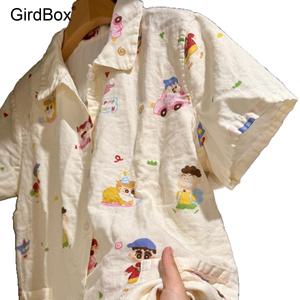 짱구잠옷 여름 순면 반팔 반바지 GirdBox 파자마 세트 홈웨어