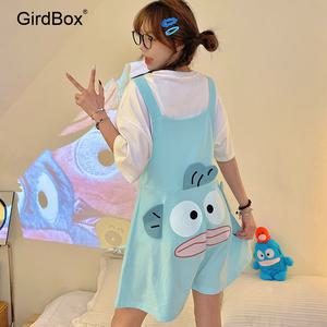 한교동 귀여운 여름잠옷 GirdBox 원피스 파자마 세트 면 홈웨어