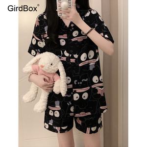 여름잠옷 한교동 여성 파자마 GirdBox 반팔 원피스잠옷 홈웨어 세트