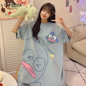 한교동 여름잠옷 GirdBox 여성 원피스파자마 순면 반팔 빅사이즈 홈웨어