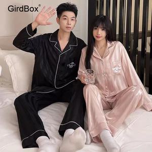커플잠옷 여름 여성잠옷 GirdBox 시원한 실크 원피스 파자마 세트