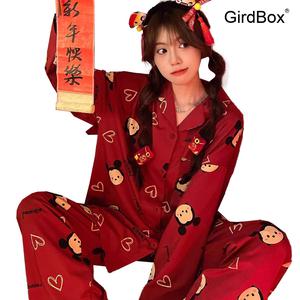 미키마우스 잠옷 여성 파자마 세트 GirdBox 봄 여름 홈웨어 원피스