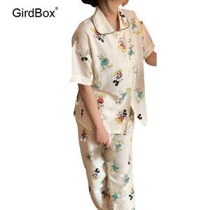 미키마우스 잠옷 여름 여성잠옷 원피스 파자마 세트 GirdBox 면 수면