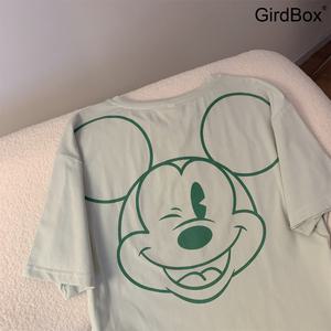 미키마우스 여름잠옷 GirdBox 여성 반팔 면 원피스 파자마 홈웨어