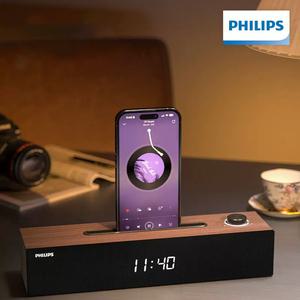 PHILIPS 필립스 블루투스 우드 스피커 사운드바 디지털워치 SPA3809 스마트폰 거치대